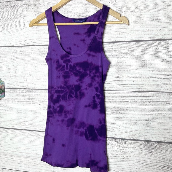 Miley Cyrus & Max Azria Long Purple Tie-Dye Tank Top Size Large - Picture 2 of 6